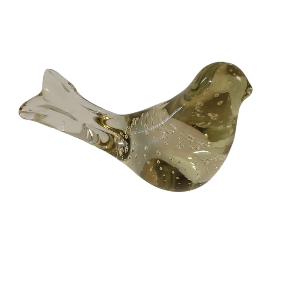 Art Glass Bird Paperweight Bubbles